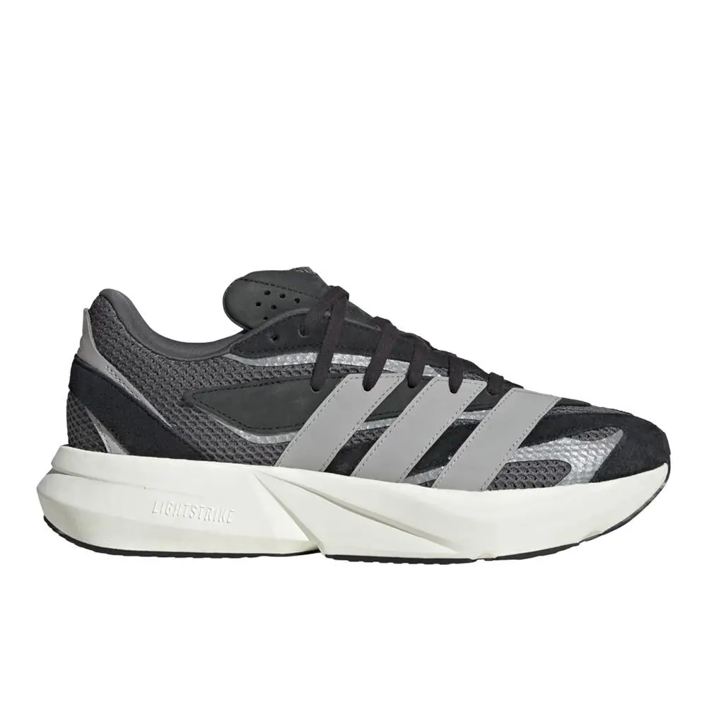 Adidas Lightblaze Lace Up Mens Black Grey Sneakers Casual Shoes JH6943-A - Black, Grey