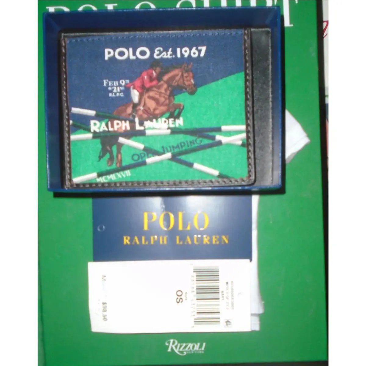 Polo Ralph Lauren Equestrian Graphic Canvas Leather Card Case Wallet