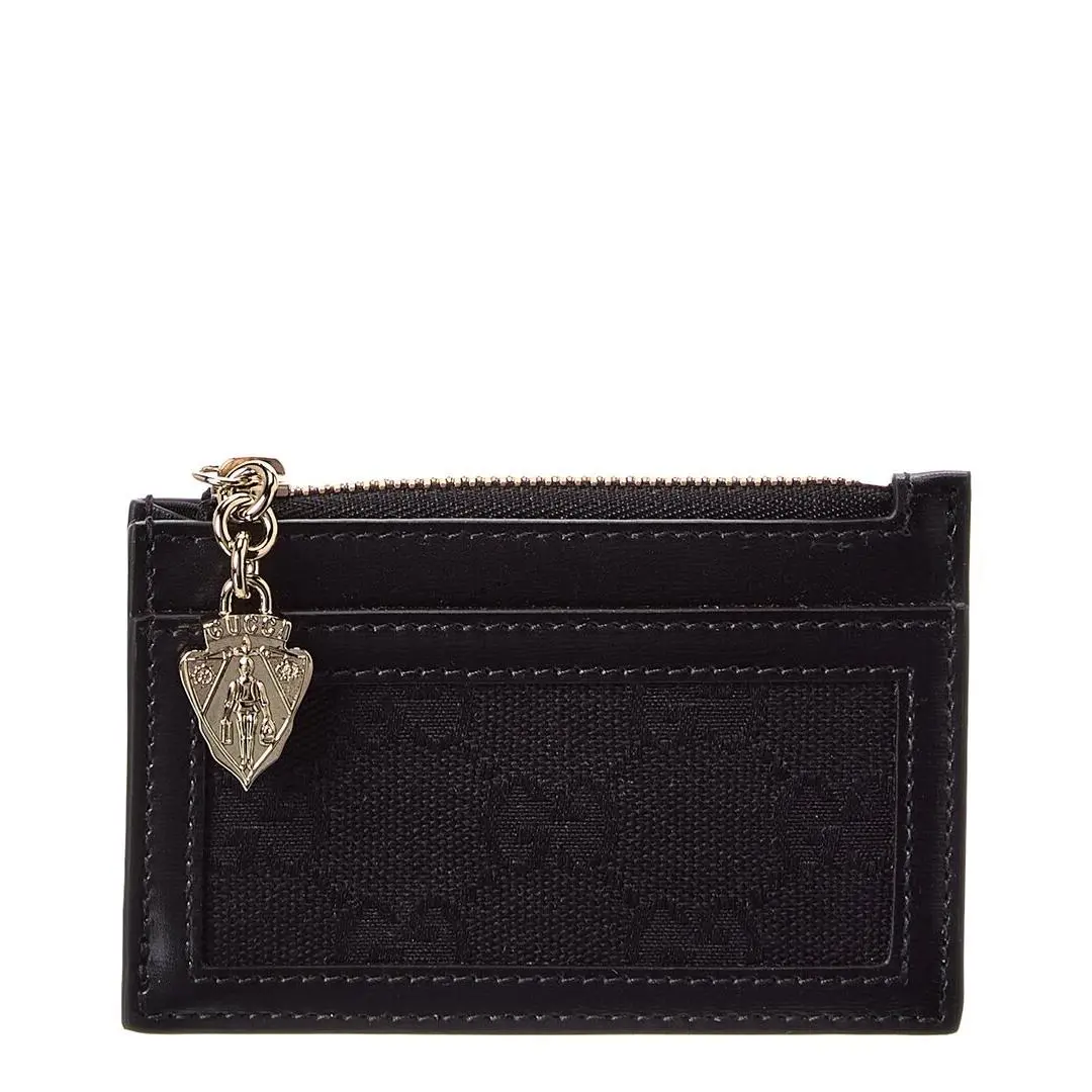 Gucci Luce Gg Canvas Leather Card Case Women`s Black