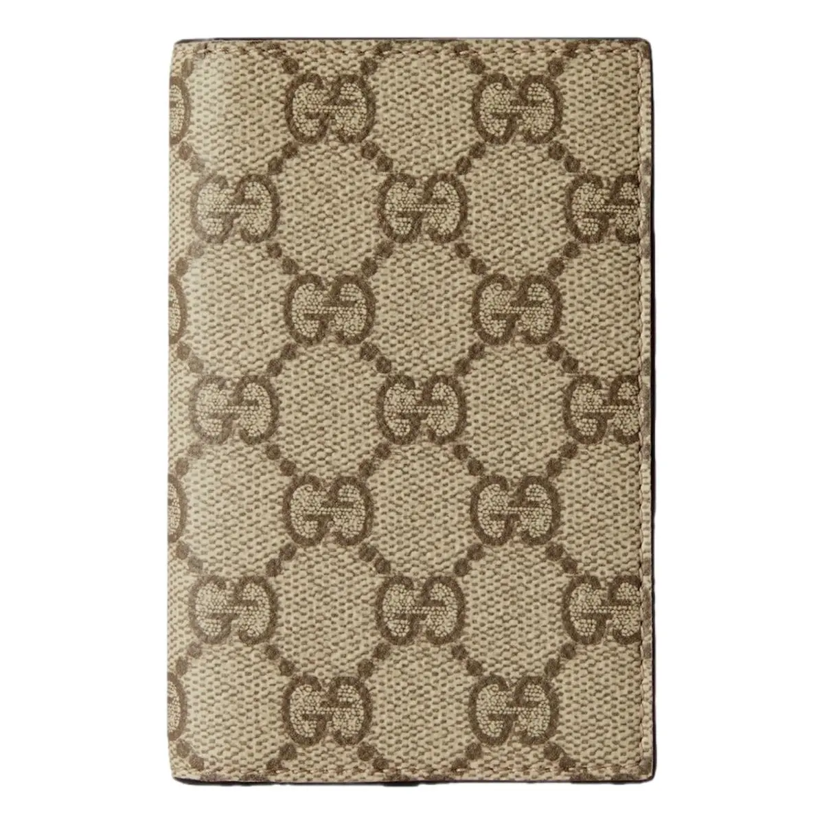 Gucci GG Supreme Beige Brown Canvas Leather Vertical Bifold Wallet