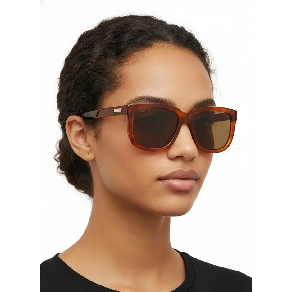 Gucci Men 55mm Square Sunglasses Havana Havana Brown