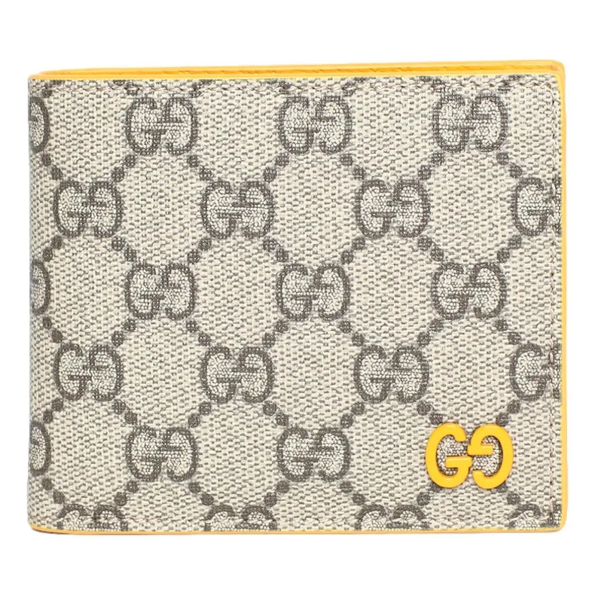 Gucci GG Supreme Canvas Leather Beige Yellow Bifold Wallet