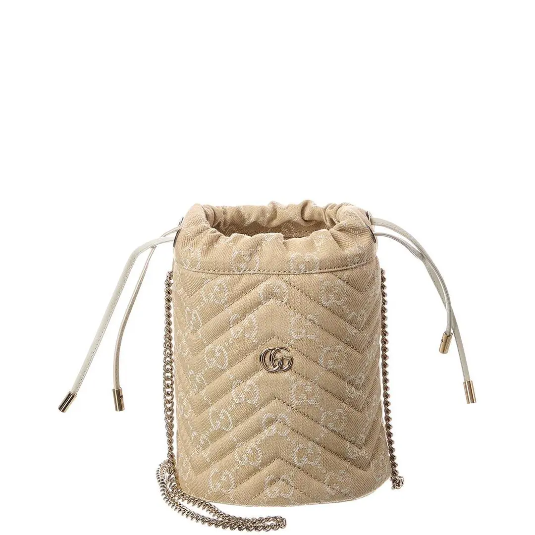 Gucci Gg Marmont Small Gg Canvas Bucket Bag Women`s Beige