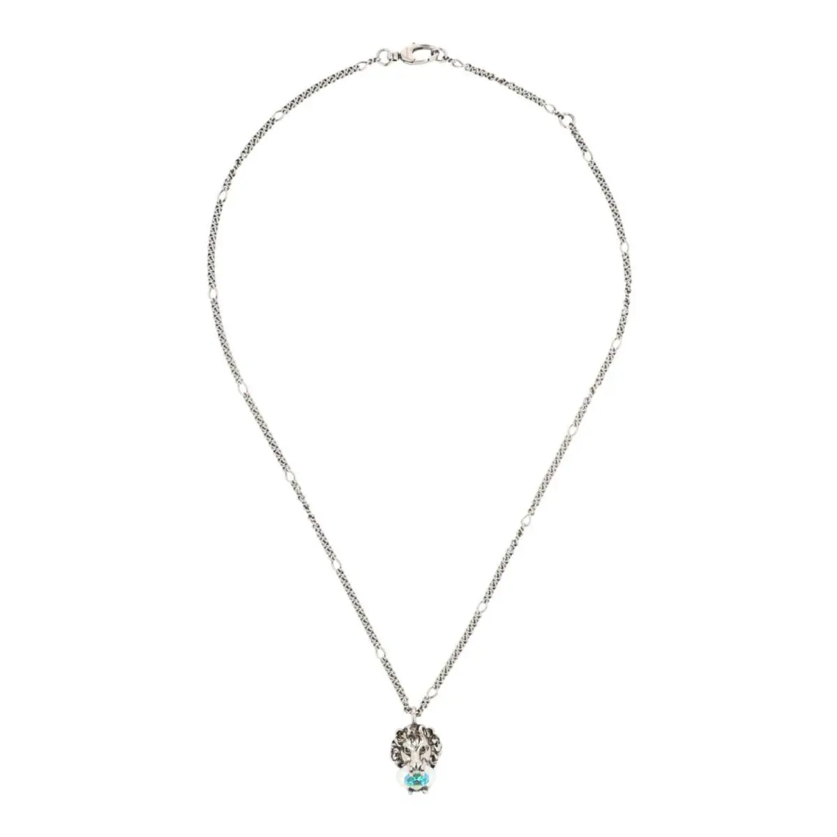 Gucci Womens Lion Head Crystal-embellished Necklace