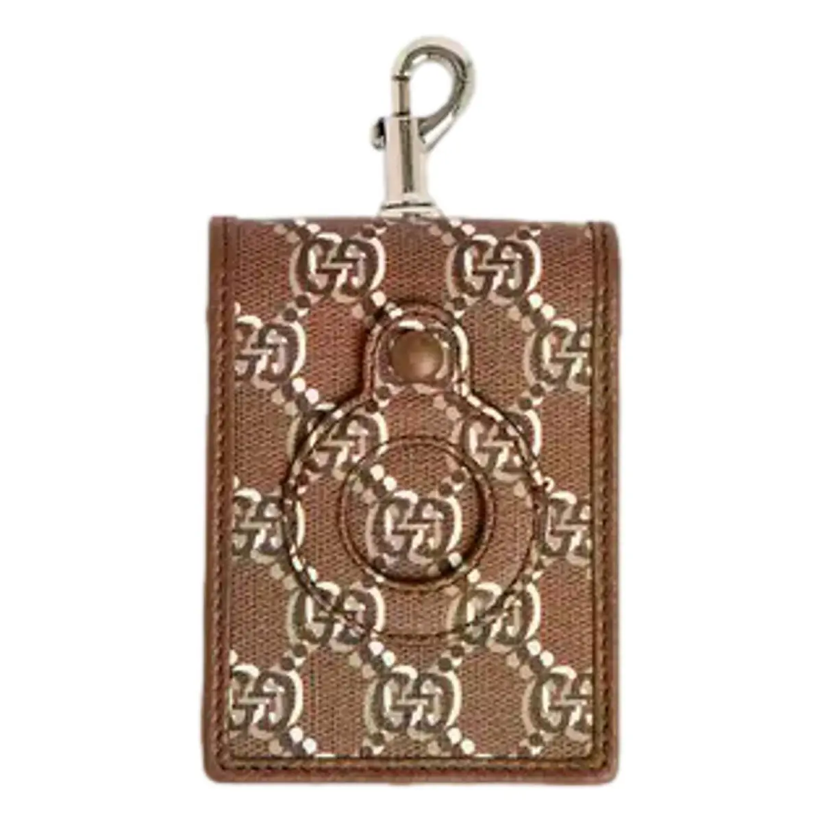 Gucci GG Shadow Brown Canvas Airtag Holder Card Case Wallet