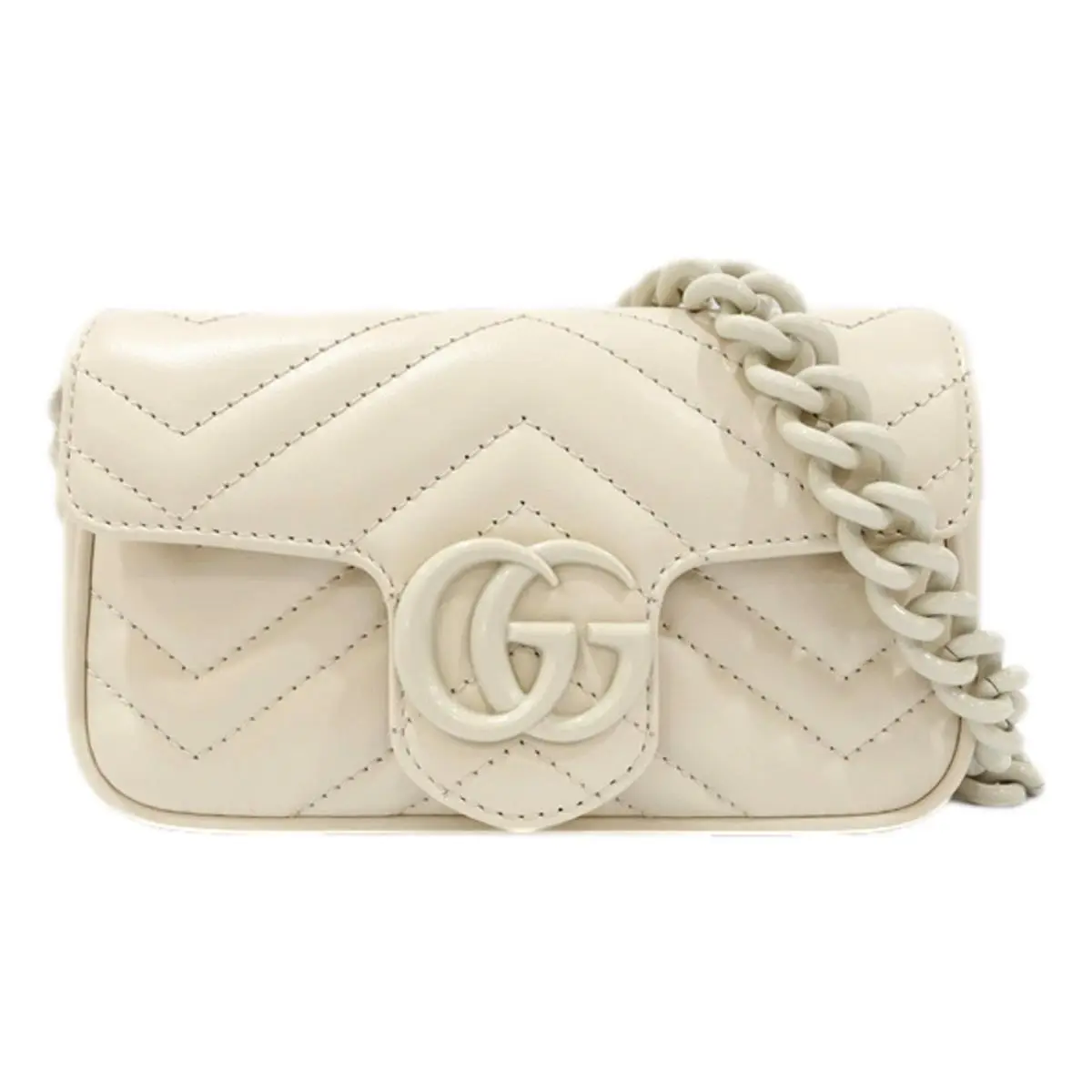Gucci Marmont White Quilted Leather Mini Belt Bag GG Monochrome 80