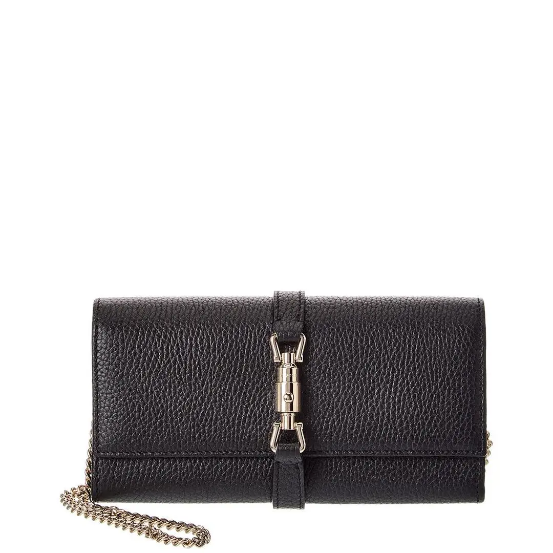 Gucci Jackie 1961 Leather Wallet On Chain Women`s Black