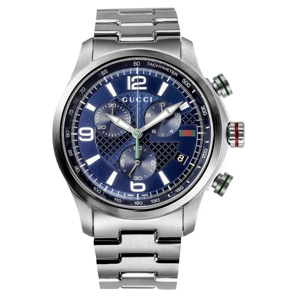 Gucci G-timeless Chronograph Steel Blue Dial Date Quartz Mens Watch YA126288