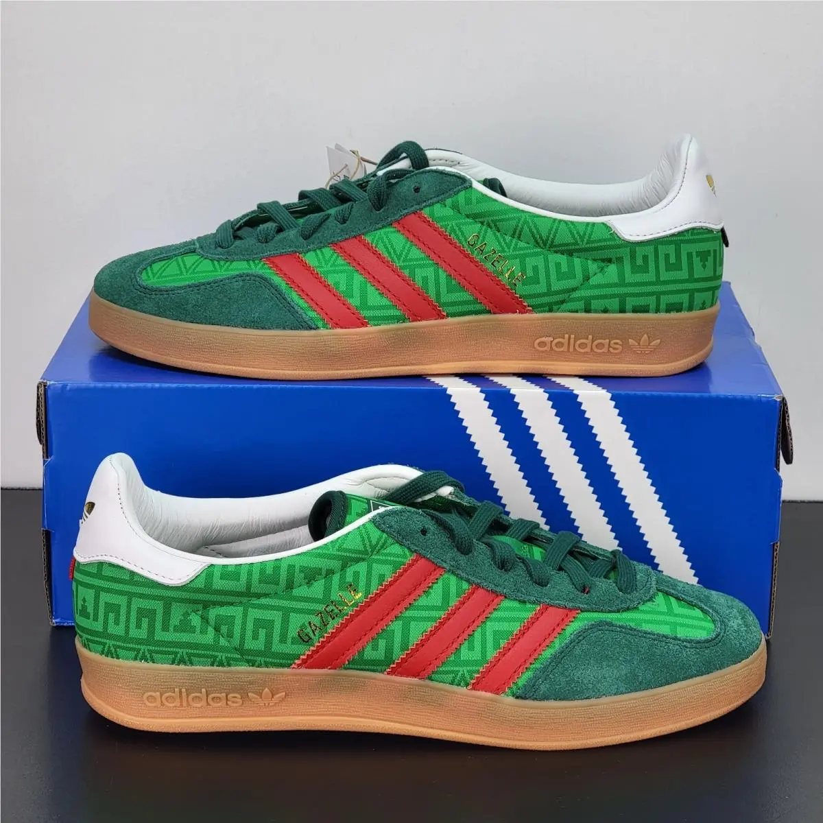 Adidas Gazelle Men`s Size 8.5 Athletic Shoes Green Red Footwear Casual Sneakers