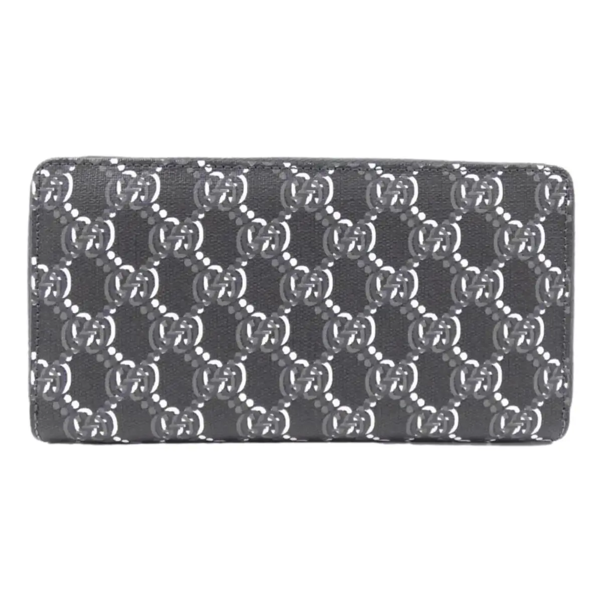 Gucci GG Shadow Black White Leather Zip Around Wallet Italy Box