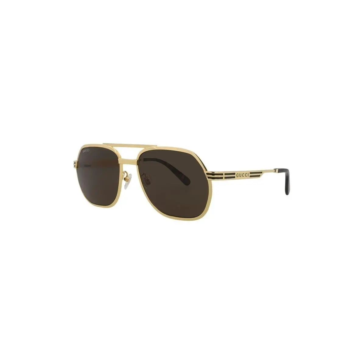 Men 60mm Pilot Sunglasses Gold Gold Brown by Gucci