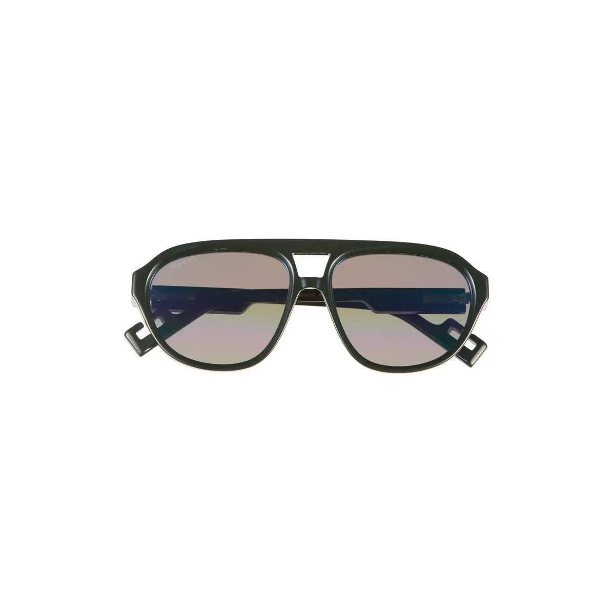 Gucci Men 58mm Pilot Sunglasses Green Green Grey