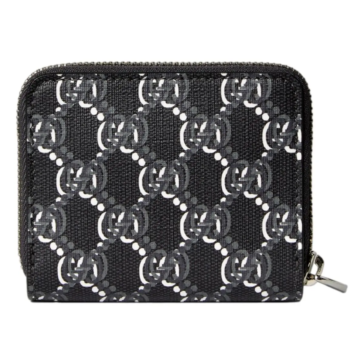GG Shadow Black Canvas Zip Around Card Wallet by Gucci