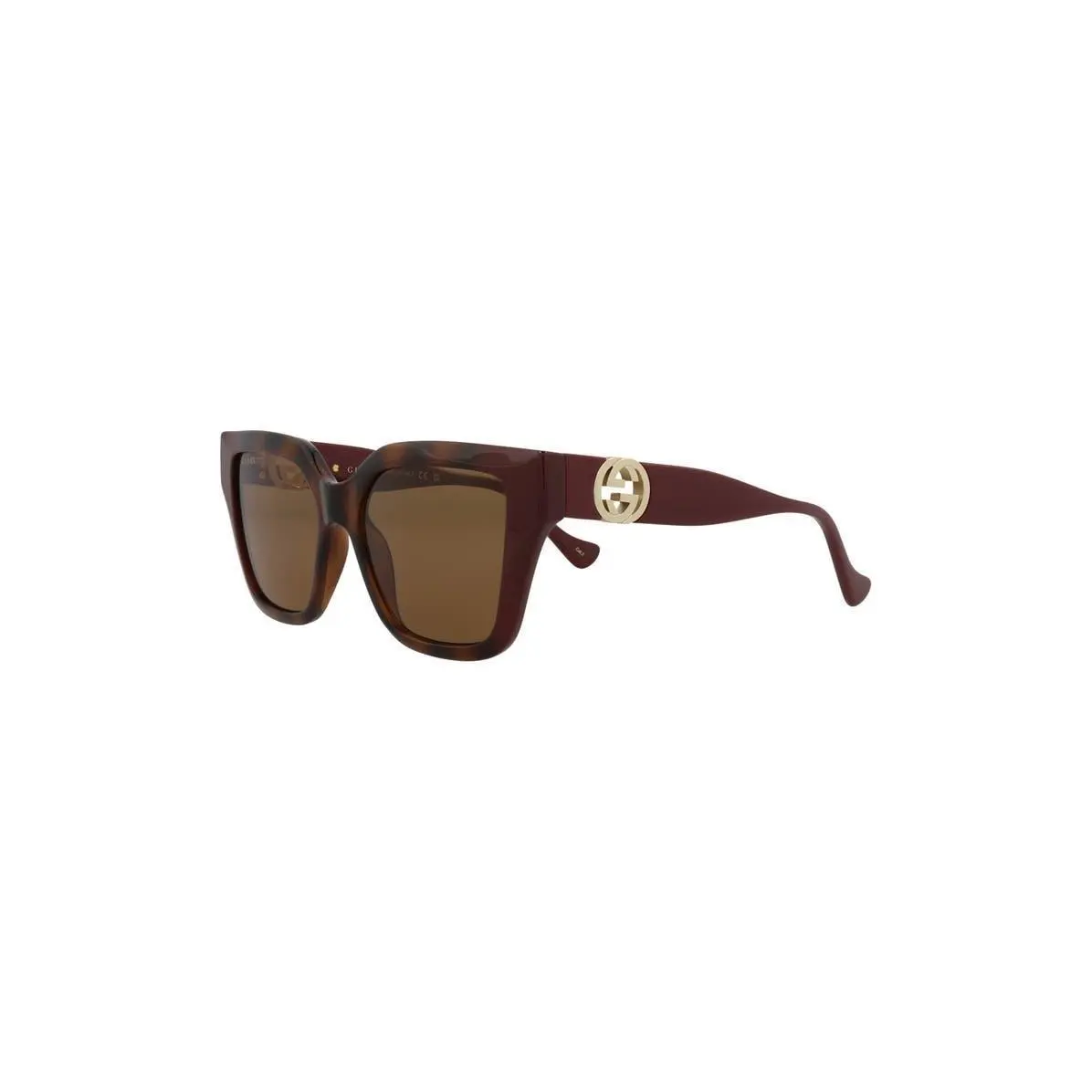 Gucci Women 54mm Rectangular Sunglasses Havana Burgundy Brown