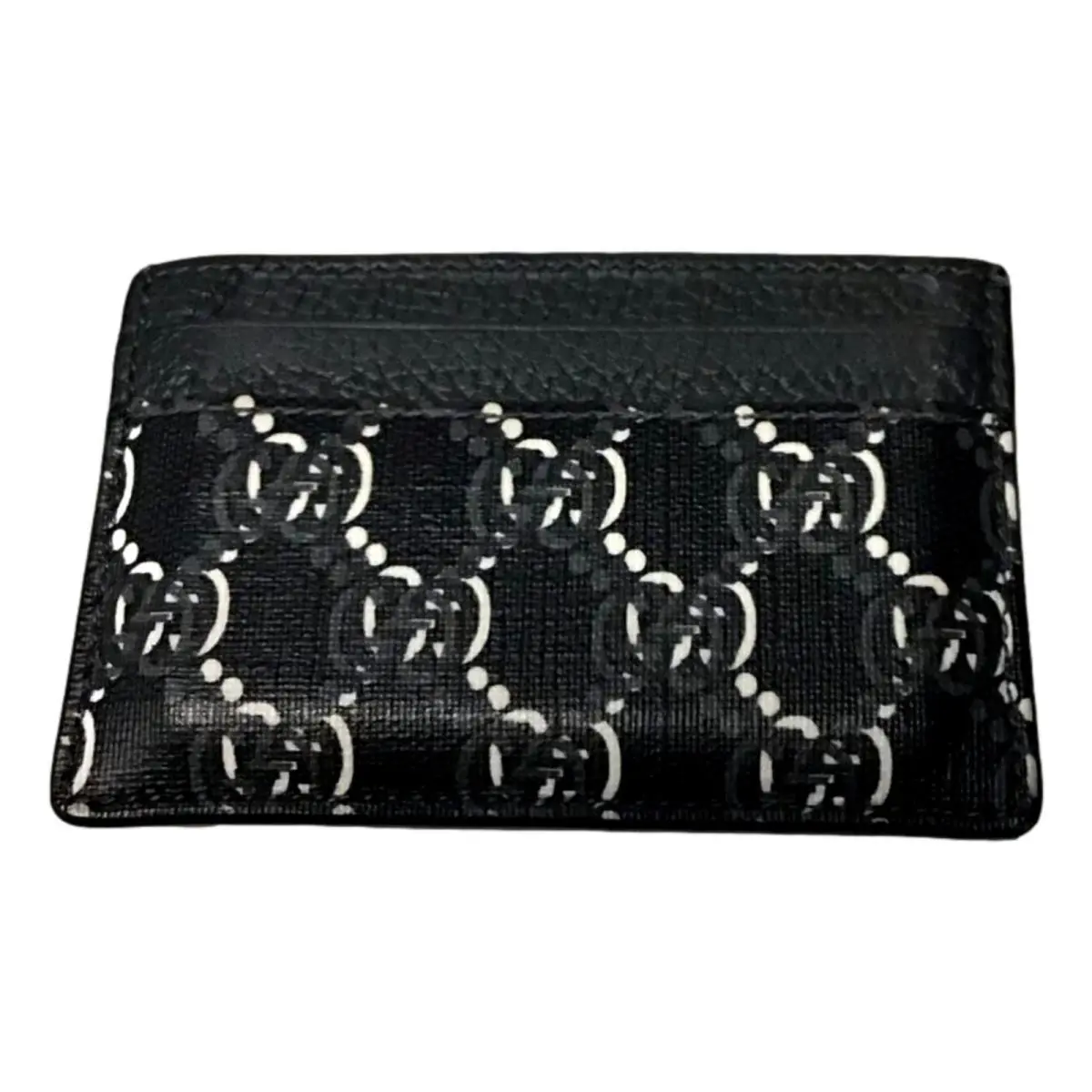 Gucci GG Shadow Black White Leather Card Holder Wallet Italy Box