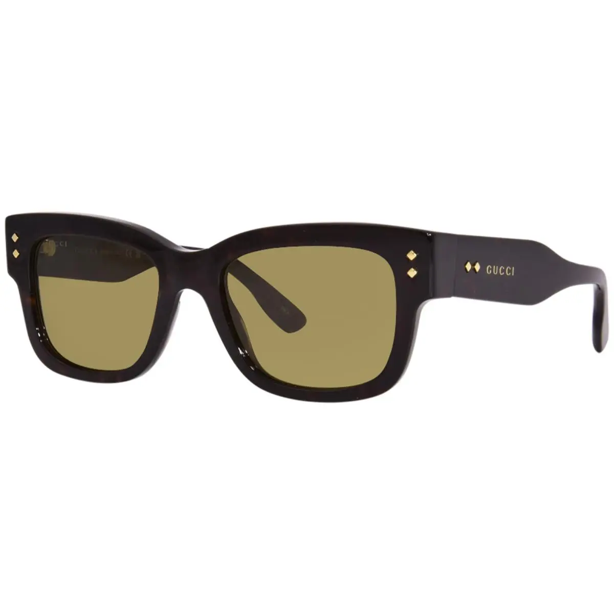 Gucci GG1217S 002 Sunglasses Men`s Havana/green Lenses Square Shape 53mm