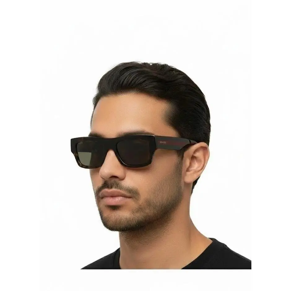 Women Novelty 55mm Rectangular Sunglasses Havana Havana Gree by Gucci