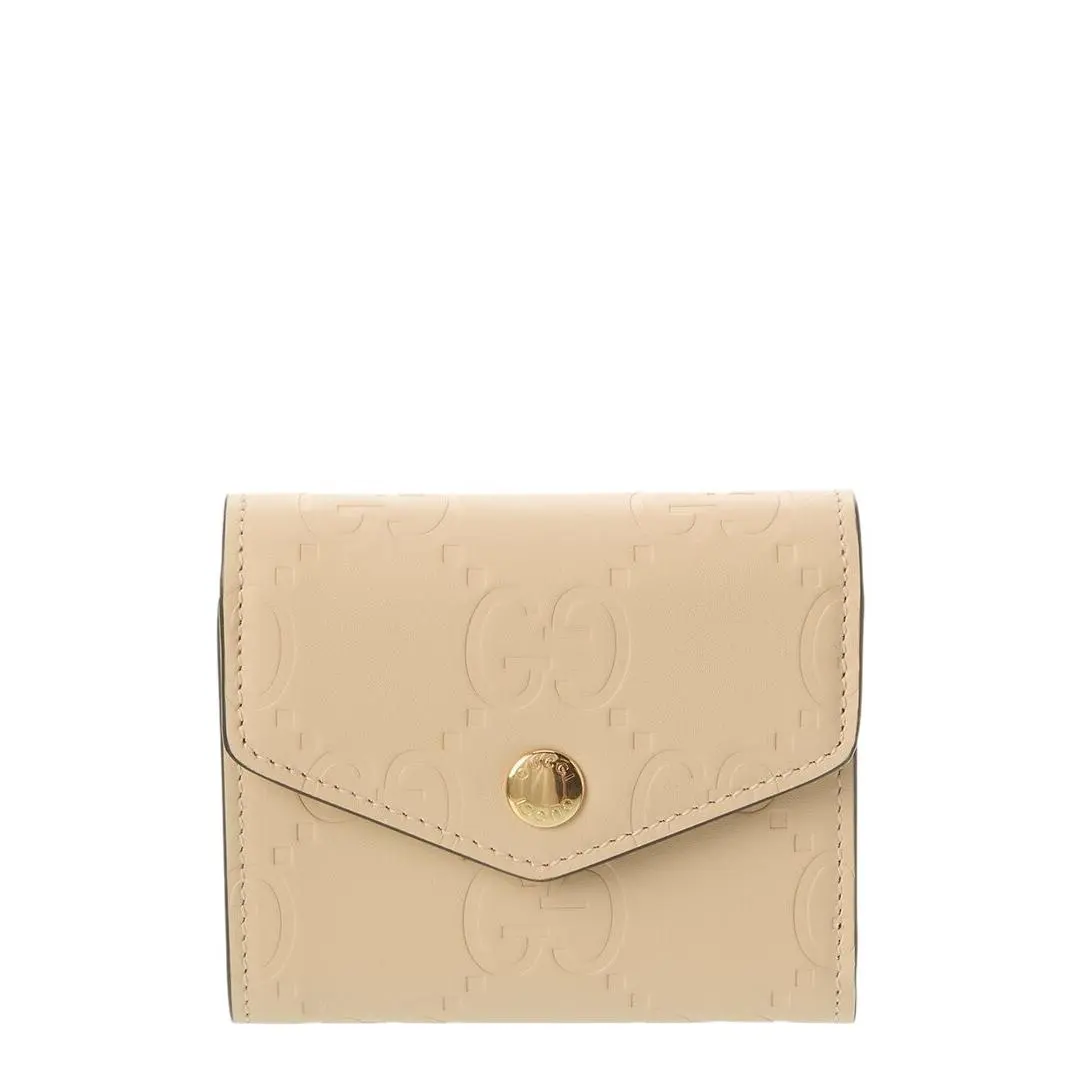 Gucci Beige Gilbert GG Monogram Leather Trifold Wallet 772793