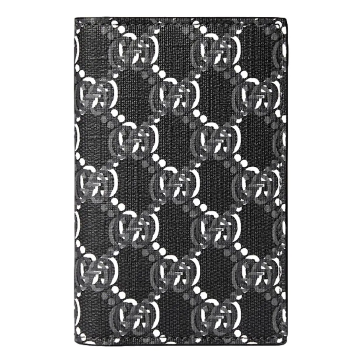 Gucci GG Shadow Black White Vertical Bifold Wallet 10 Card Italy