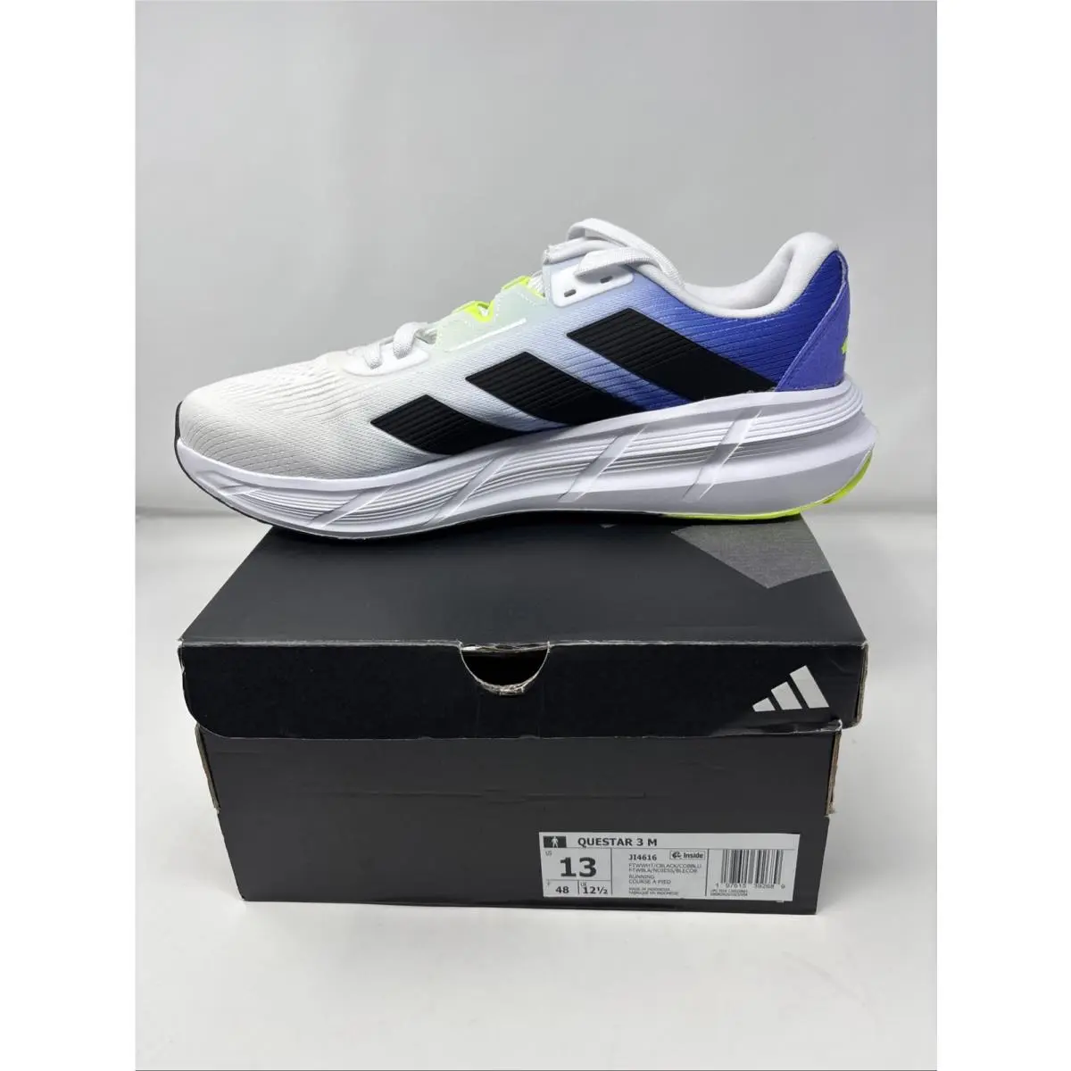 Adidas Questar 3 M White-black-cobalt Blue Athletic Running Shoes Mens Size 13