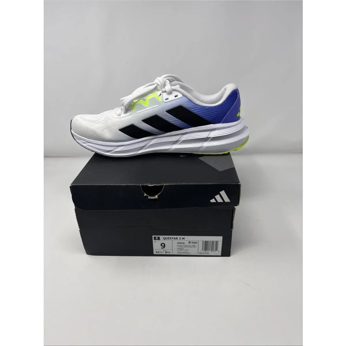 Adidas Questar 3 M Running Shoes JI4616 White Blue Yellow Men`s Size 9