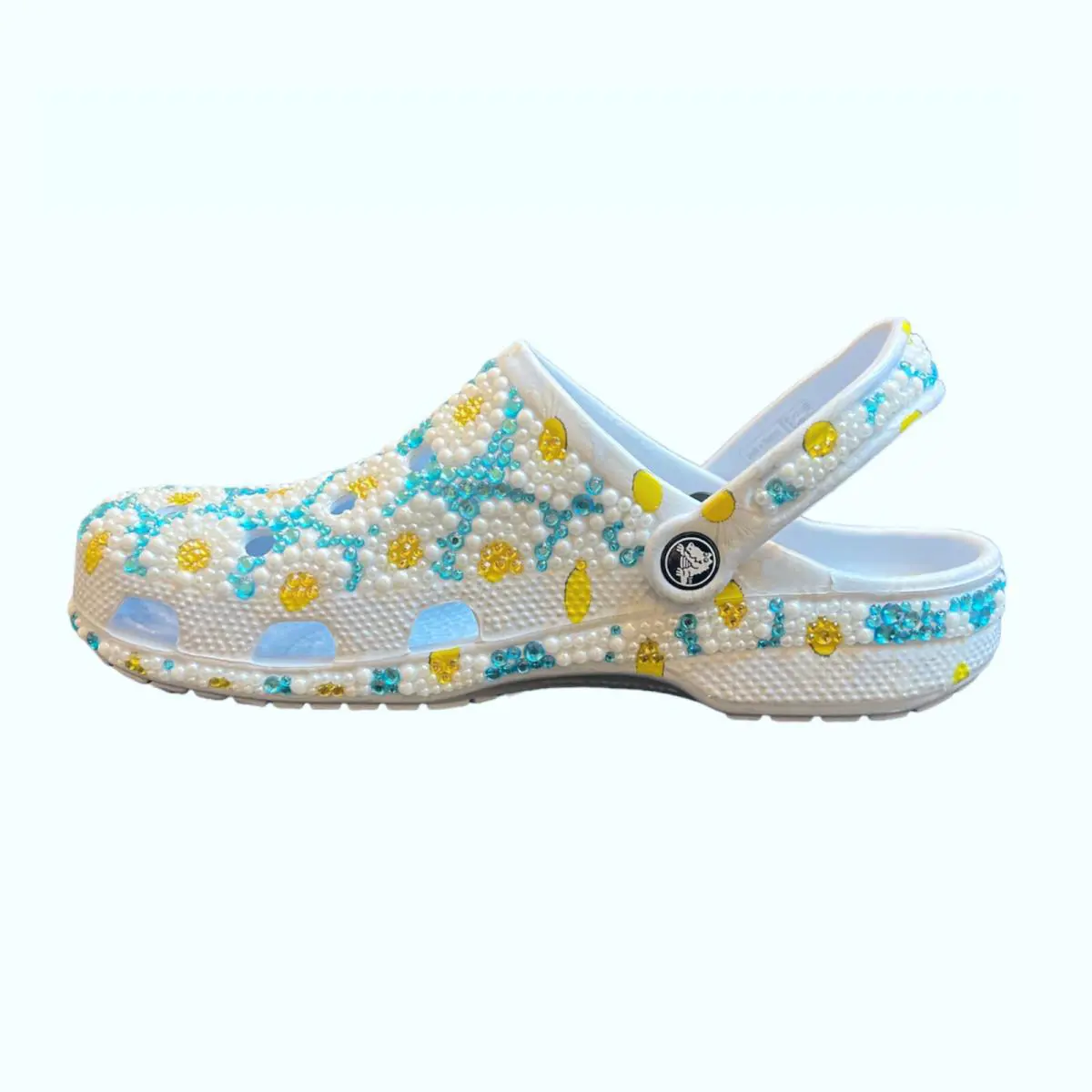 Crocs Custom Bling Baya Seasonal Floral Bedazzled Rhinestones Pearl Clog