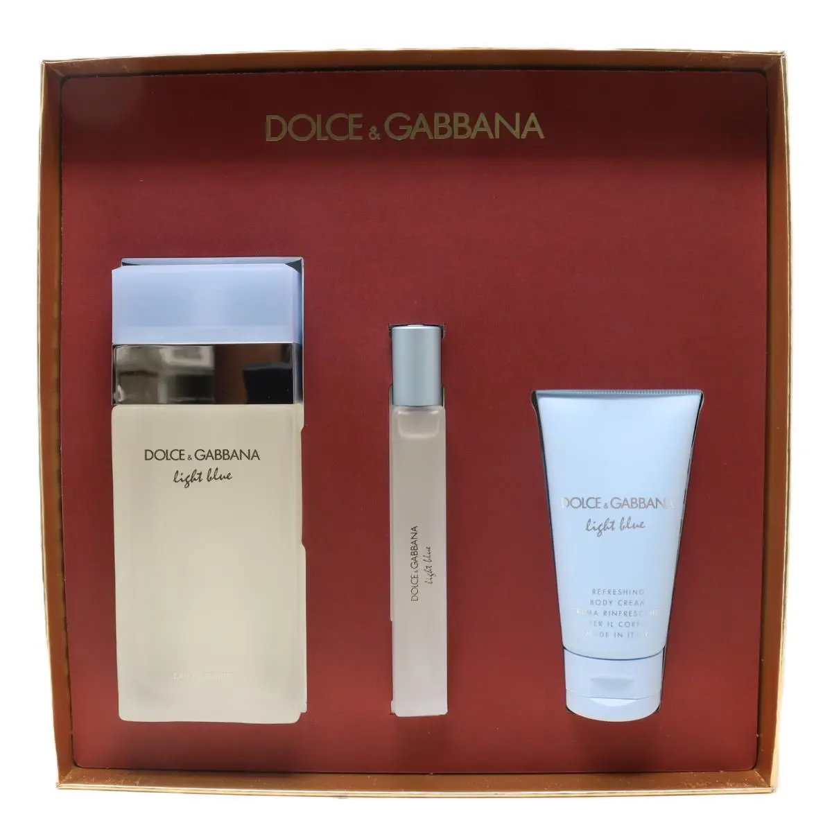Dolce Gabbana Light Blue 3pc Gift Set For Women100ml EDT+10ml EDT+50ml Cream