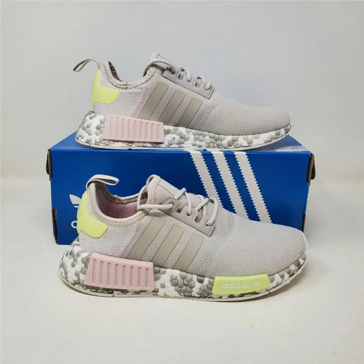 Wmns Adidas Nmd R1 Boost Athletic Shoe / Grey Pink Lime / GW5693 / Size 10.5