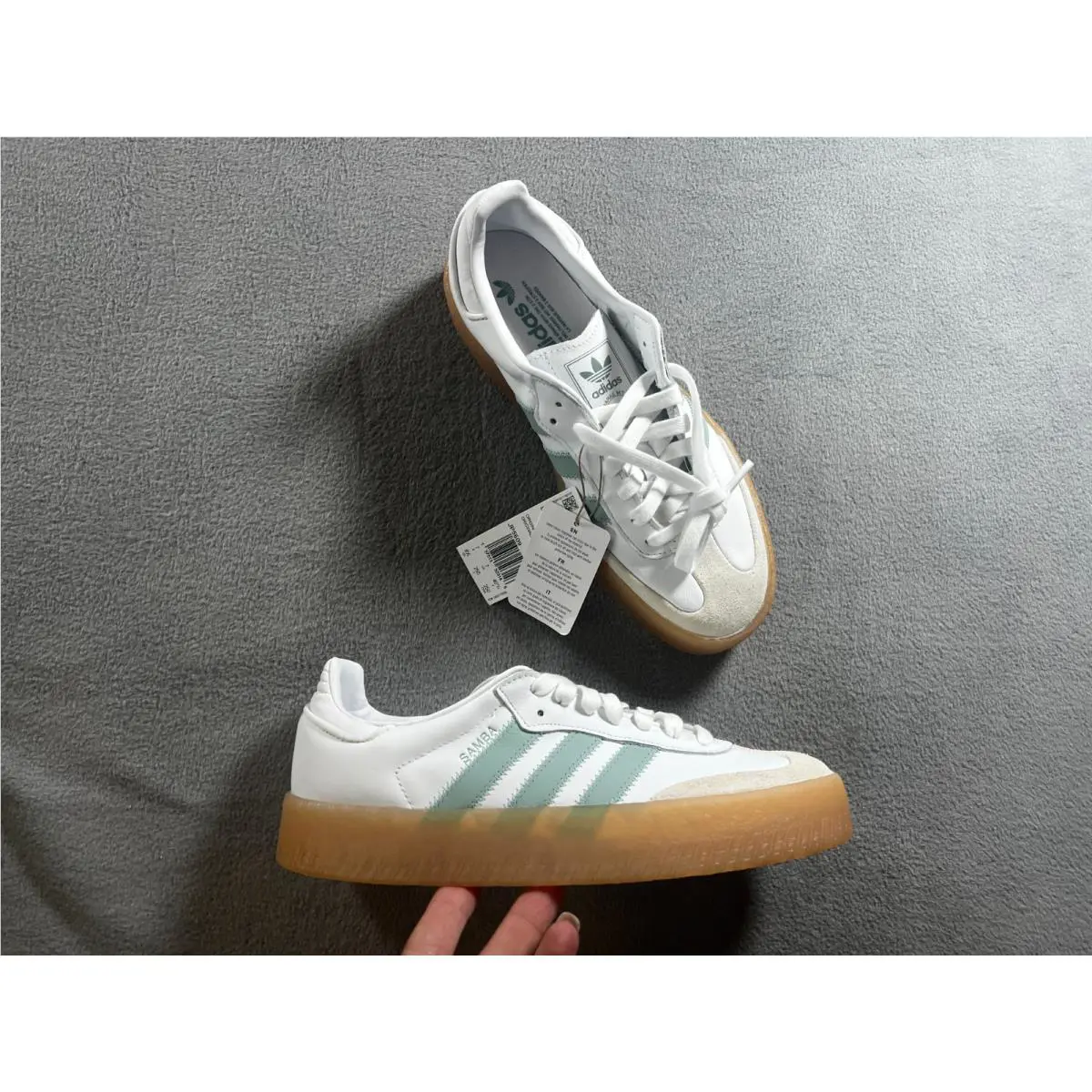 Adidas Samba Womens 8.5 White Mint Gum Sneakers Retro Terrace Sport Shoes JP5609