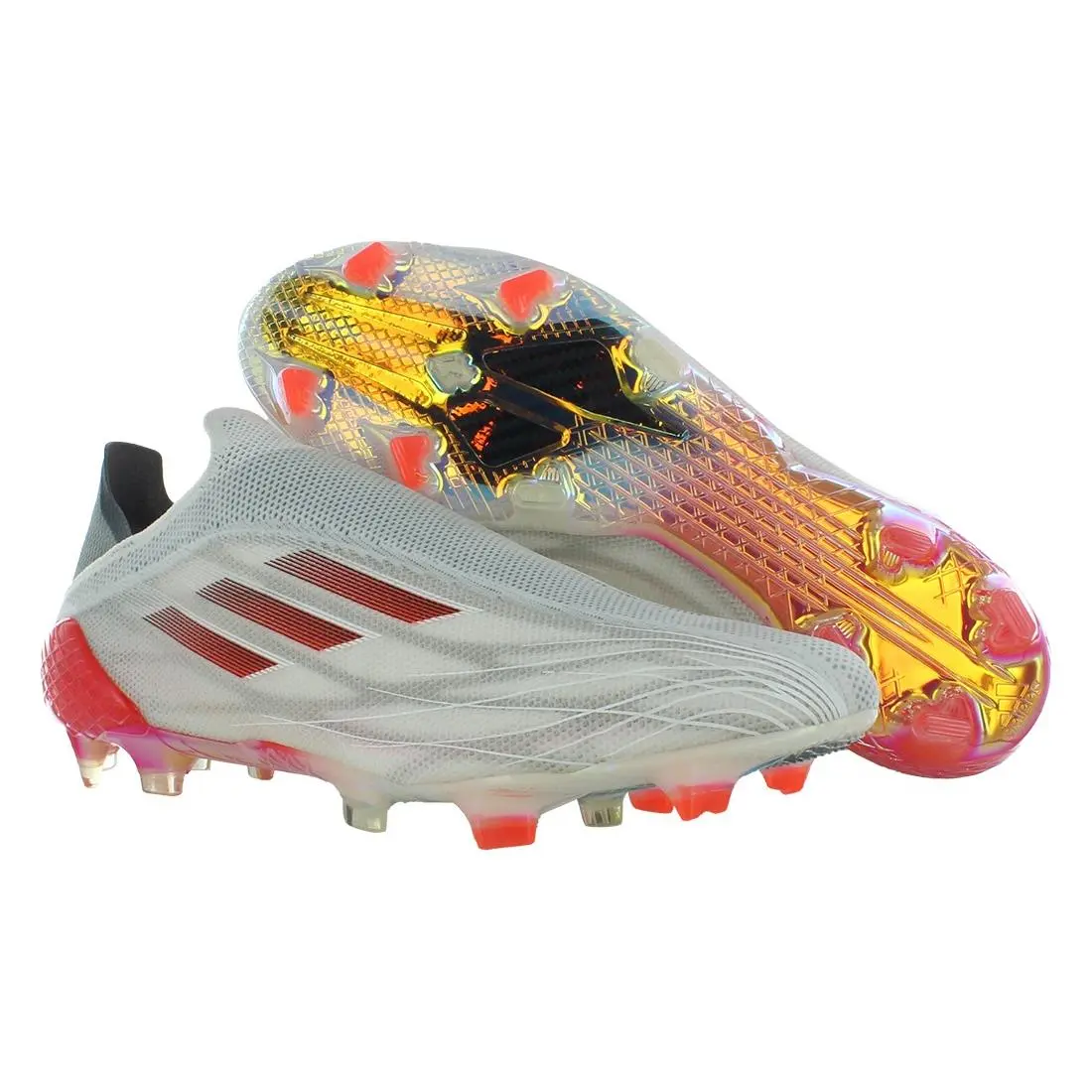 Adidas X Speedflow+ Firm Ground Unisex Shoes Size 13.5 Color: Cloud White/iron - Cloud White/Iron Metallic/Solar Red, Main: White