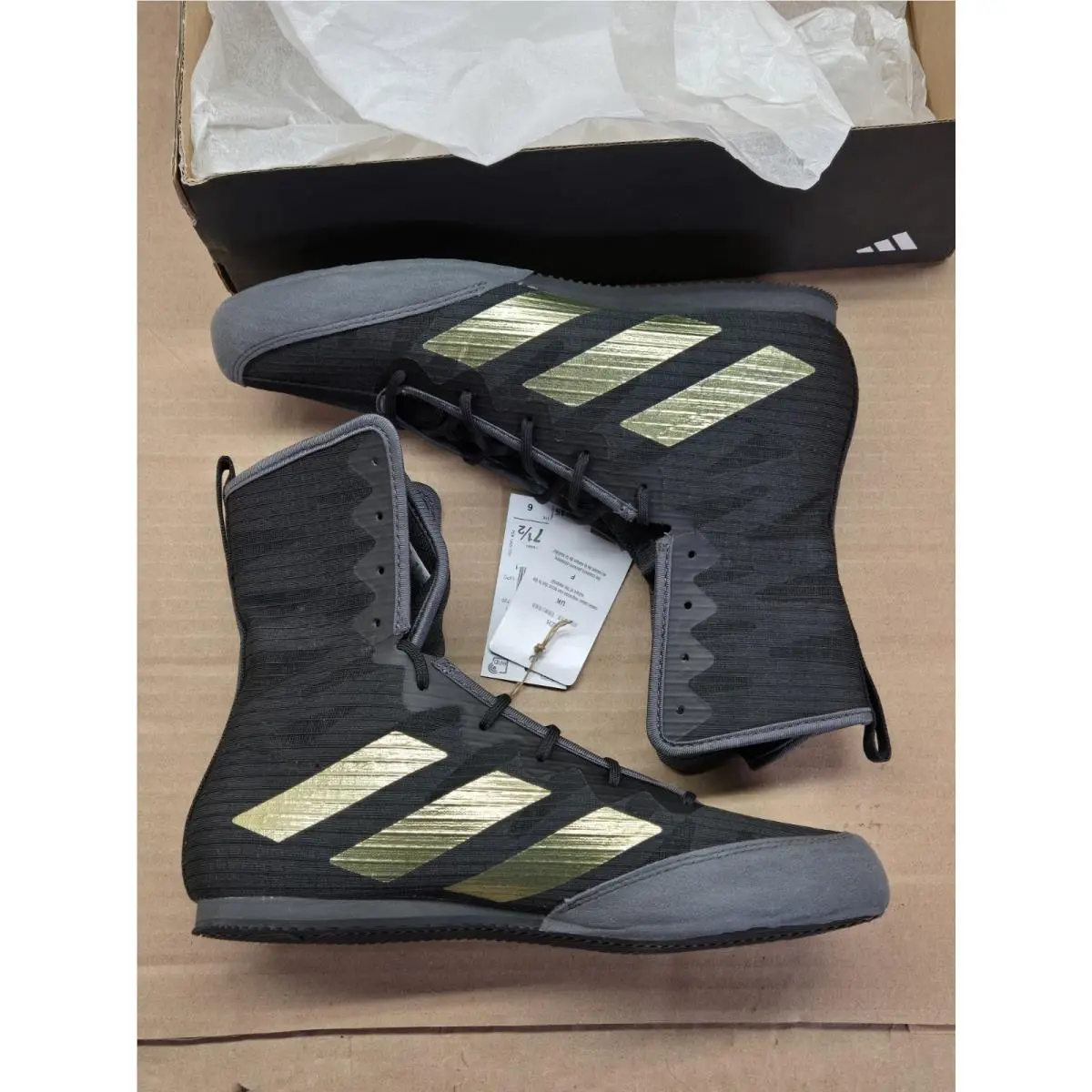Adidas Box Hog 4 `black Gold Metallic` GZ6116 SZ 6.5 Men 7.5 Woman