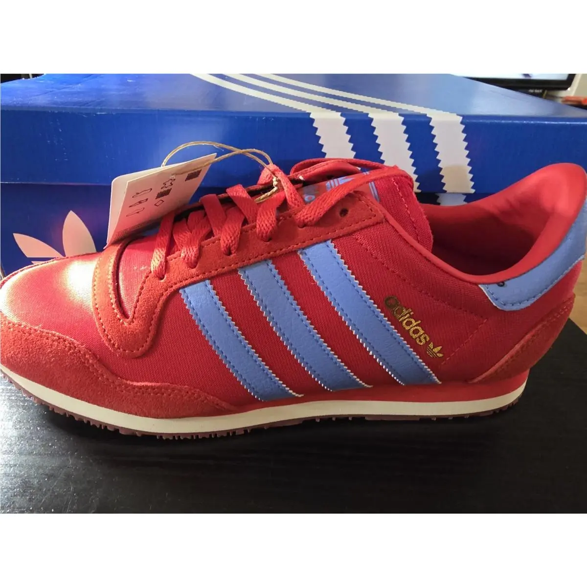 New- Adidas Galaxy OG Red Blue 8.5 Men`s Originals Athletic Sneakers JR1147