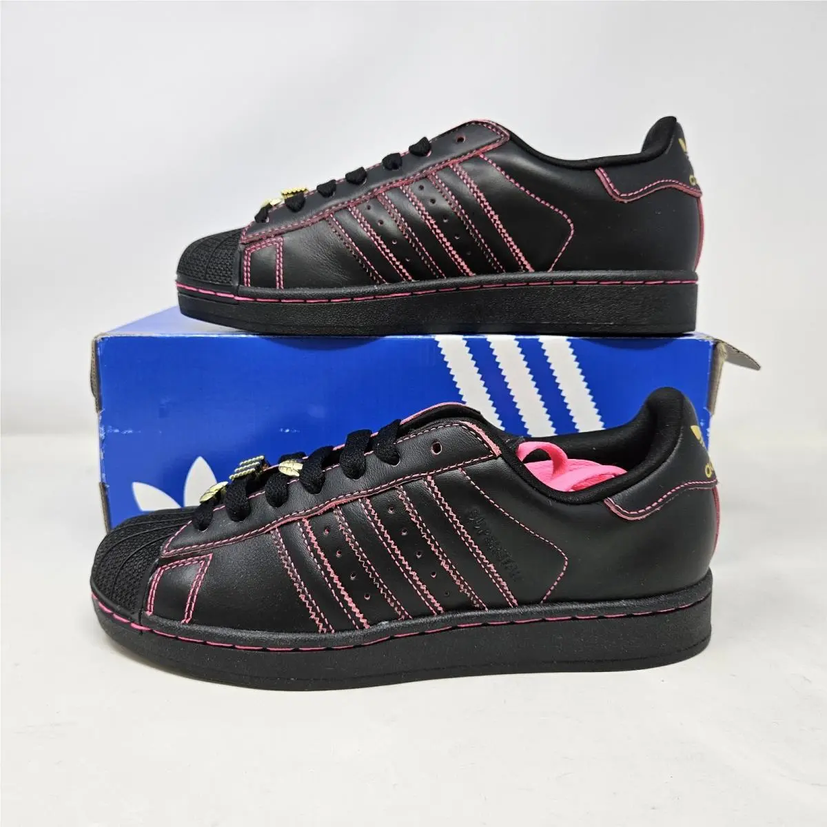 Adidas Superstar II Black Pink Classic Shell Toe Shoes / JS1380 / Women`s Size 8