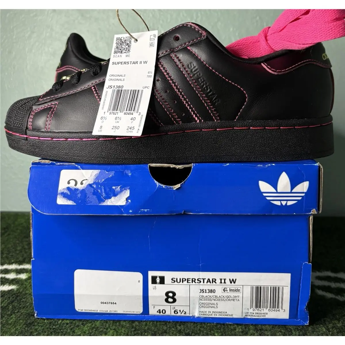 US Women’s 8/Youth 7 -  Superstar 2 “core Black Lucid Pink Gold” JS1380 by Adidas