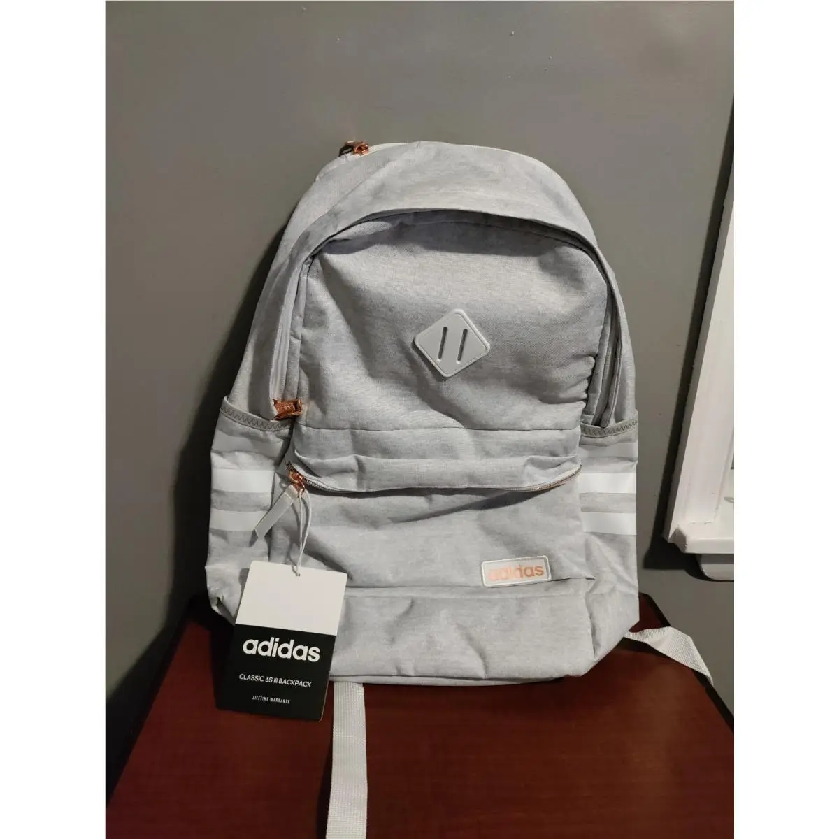 Adidas Unisex Classic 3S Iii Laptop Backpack Storage White Rose Gold Unisex