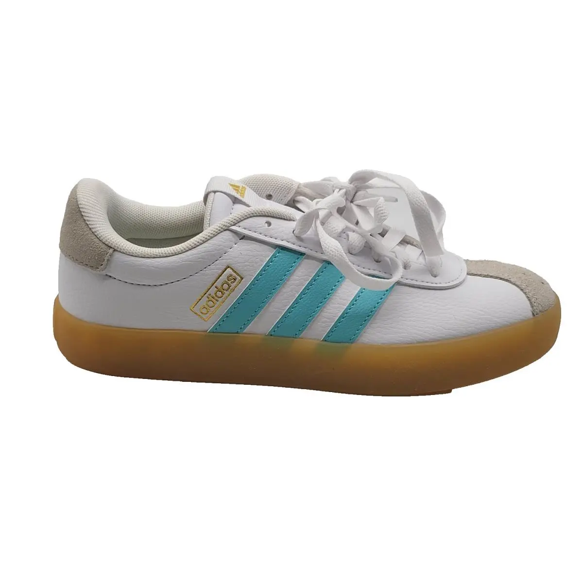 Adidas VL Court 3.0 Womens Sneakers White Aqua Gum Shoes Sole Size 6.5 JQ7253