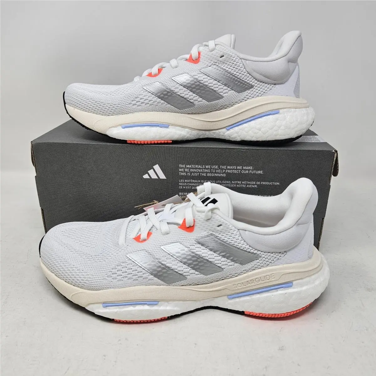 Wmns Adidas Solarglide 6 Boost White Silver Comfy Running Shoe / HP7680 / Size 6