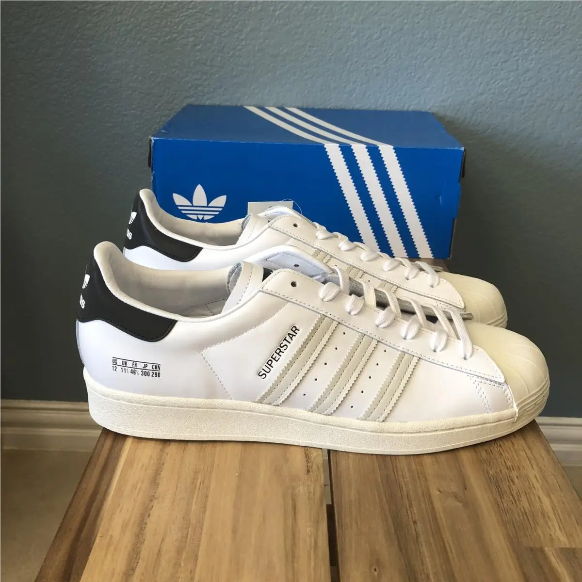 Adidas Superstar Foundation White Beige Leather Sneakers Men’s Shoes Size 12