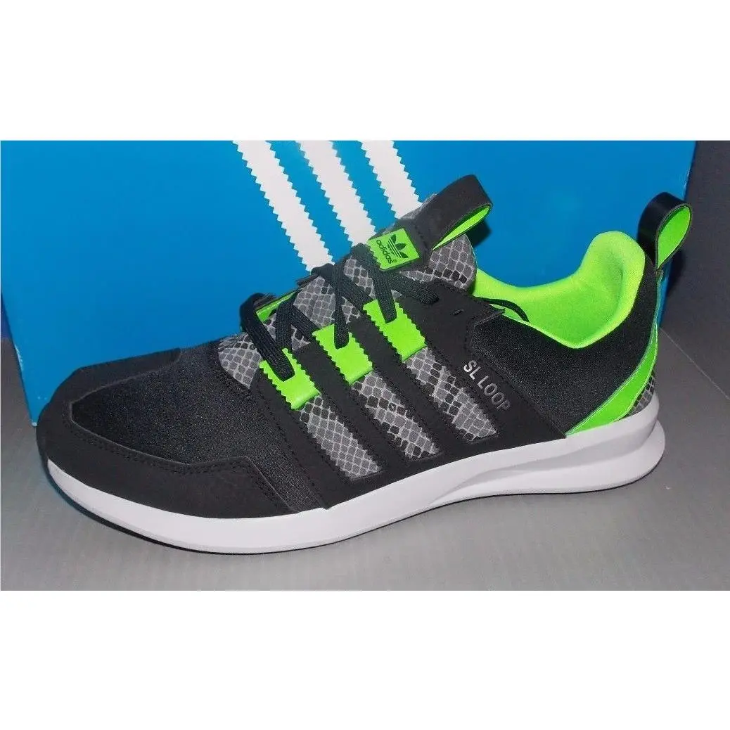 Mens Adidas SL Loop Runner in Colors Black / Green / Grey Size 11.5