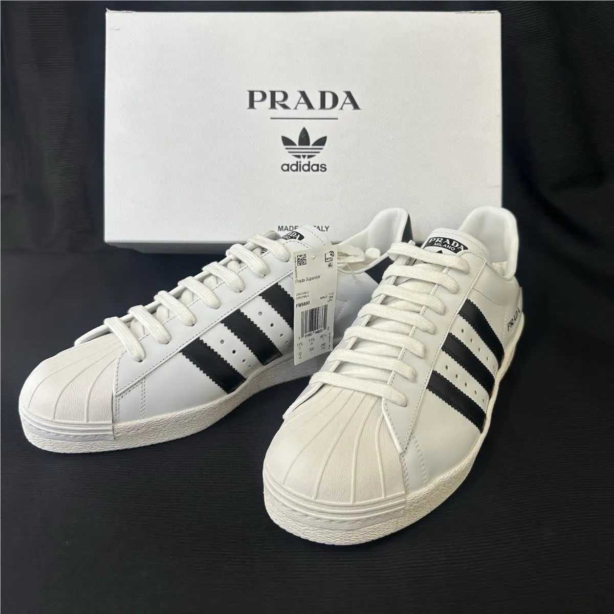 Adidas Prada x Superstar - White with Black - US 12 / UK 11.5