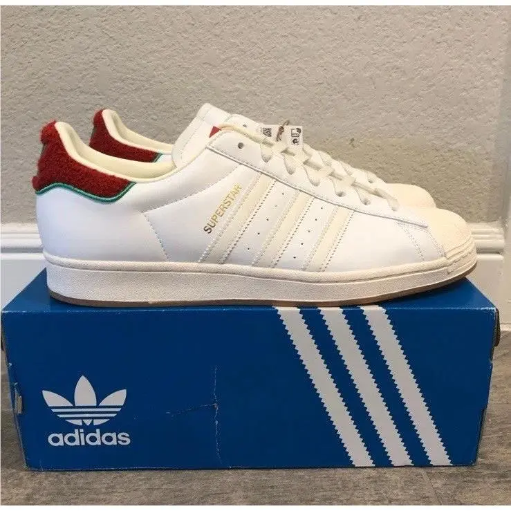 Adidas Superstar Cloud White Red Sneakers Men’s Shoes Size 12
