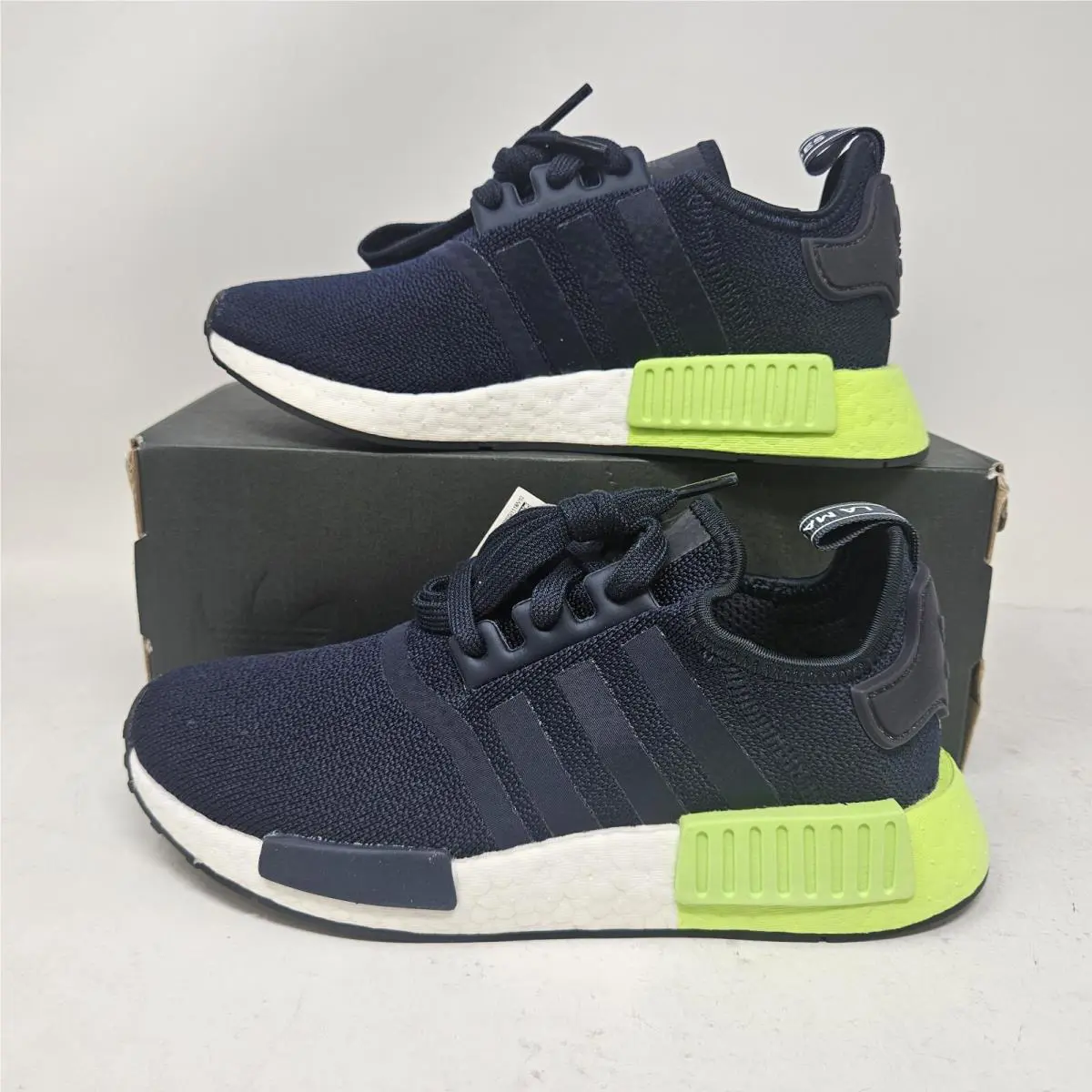 Adidas NMD_R1 Boost Athletic Gym Shoe / Navy White / EE5108 / Men`s 4 Women`s 5