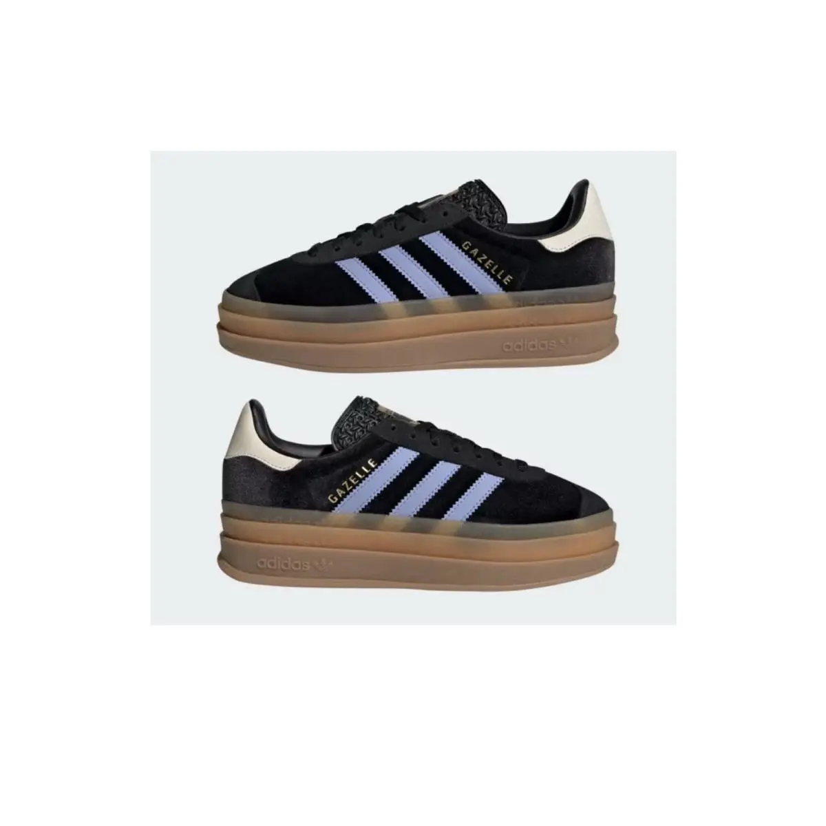 Adidas Gazelle Bold J Core Black Blue Spark Size 5.5Y/7.5 Womens Velvet