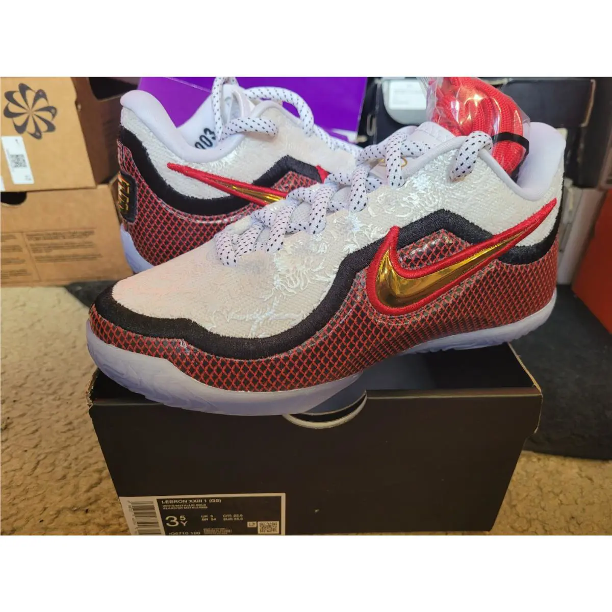 Nike Air Zoom Lebron James Xxiii 23 GS Grand Opening White Gold Red 1 IQ6710 100 - White