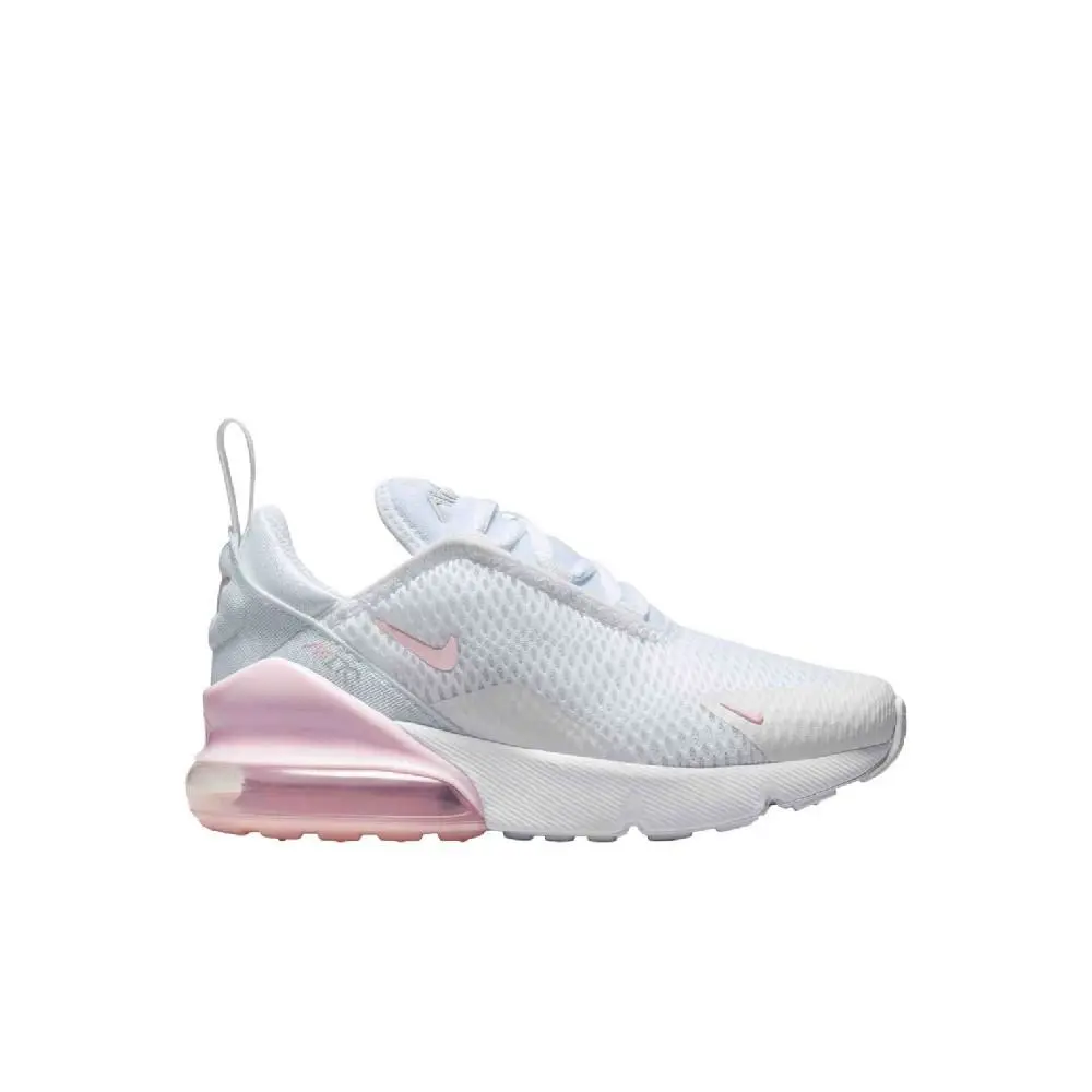 Little Kid`s Nike Air Max 270 White/pink Foam-lt Smoke Grey AO2372 122 - White/Pink Foam-LT Smoke Grey