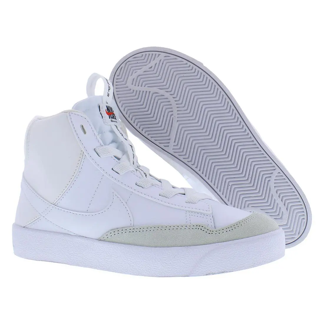 Nike Blazer Mid `77 SE Dance Leather PS Girls Shoes - White/White/White/Black, Main: White