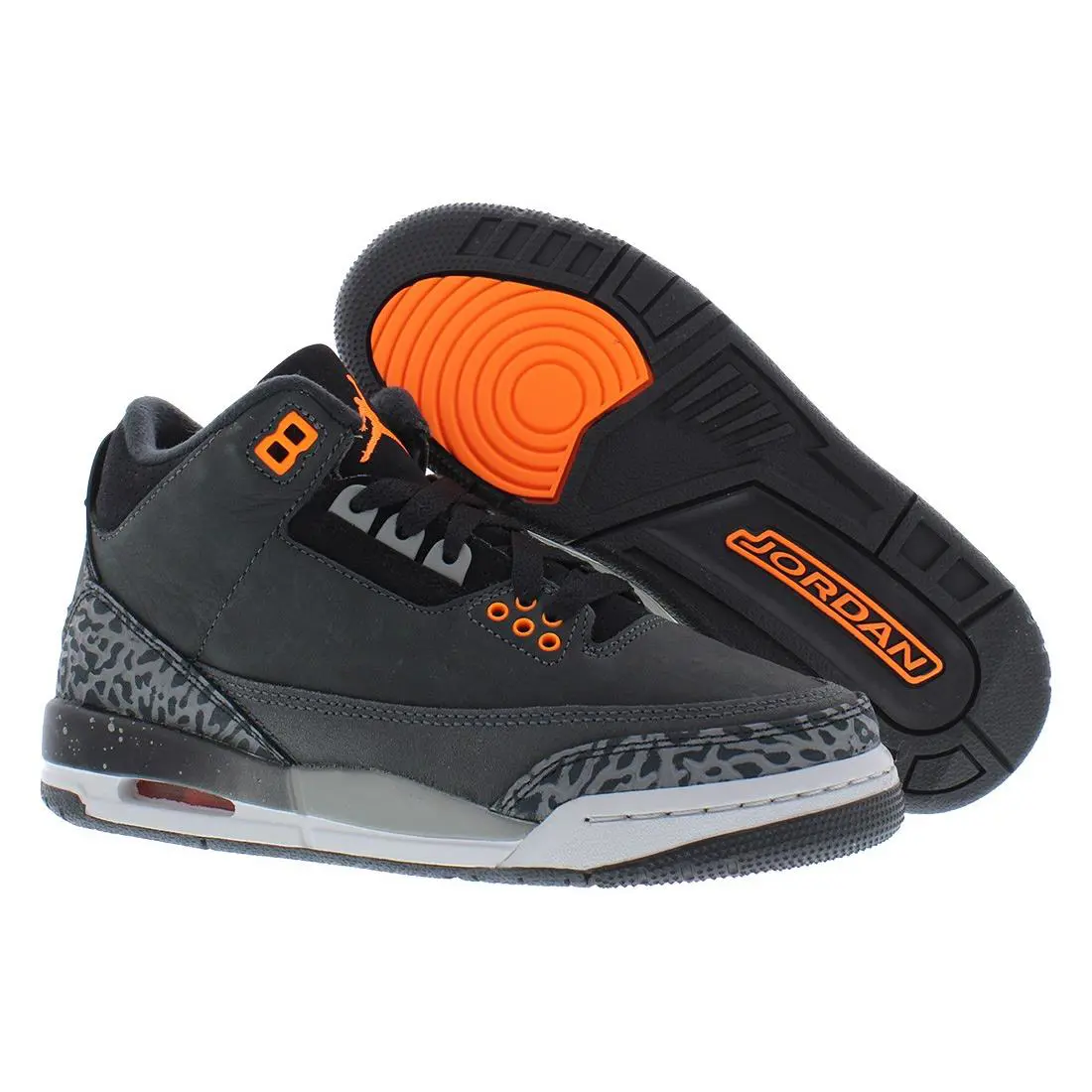 Nike Air Jordan 3 Retro Suede GS Boys Shoes - Night Stadium/Total Orange, Main: Black