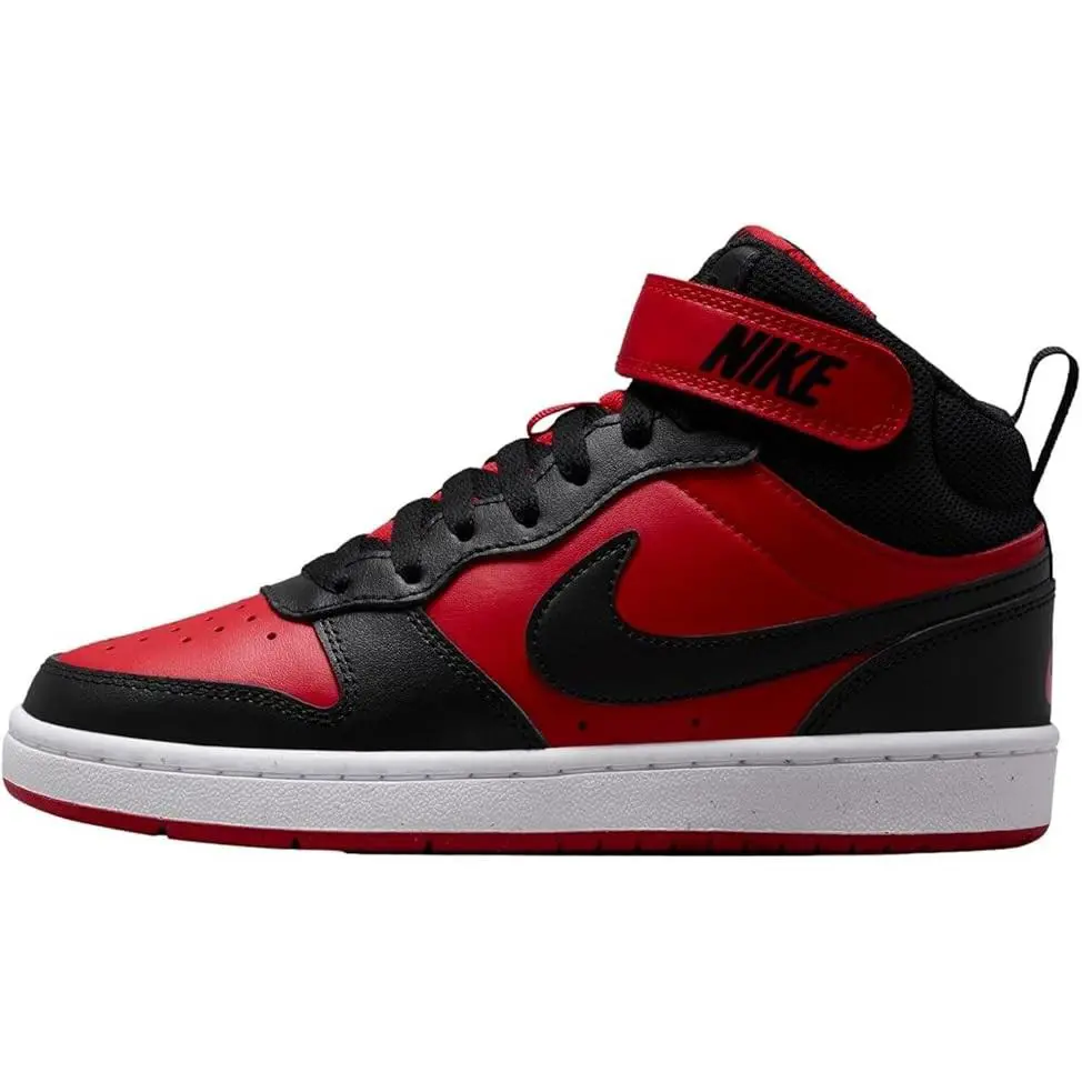 Big Kid`s Nike Court Borough Mid 2 University Red/blk-white CD7782 602 - University Red/Black-White