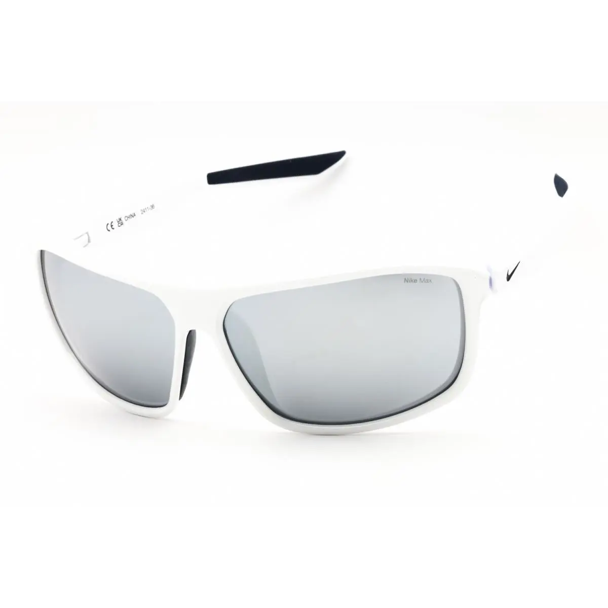 Nike Premier Stride IB3286X 100 Sunglasses White Frame Silver Mirror Lenses 63mm - Frame: White, Lens: Silver