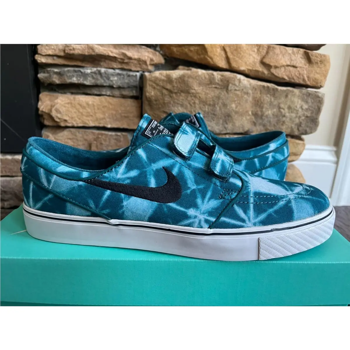 Nike SB Zoom Stefan Janoski Skate Shoes Teal Camo Multi 705405 301 Mens 9.5